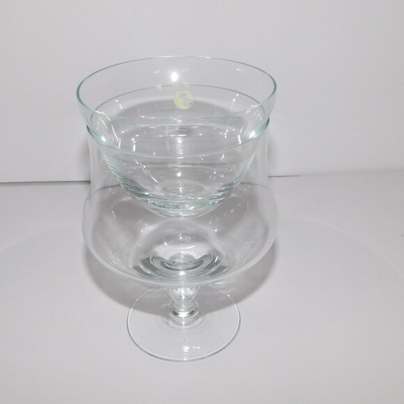 VTG Set of 4 ( 8 Pieces ) Shrimp Cocktail Glasses w inserts Service UNUSED - Picture 6 of 14